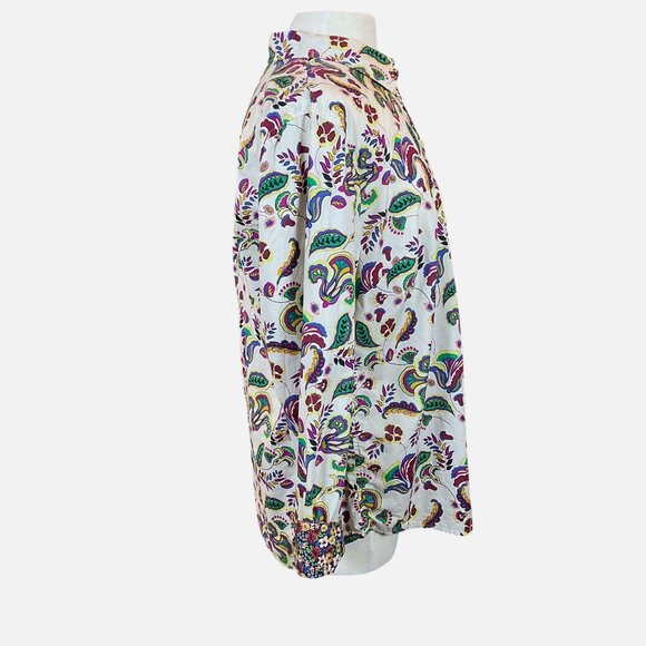 Talbots Cotton Button Front Fitted Colorful Foulard Long Sleeve Shirt XL - Picture 3 of 9